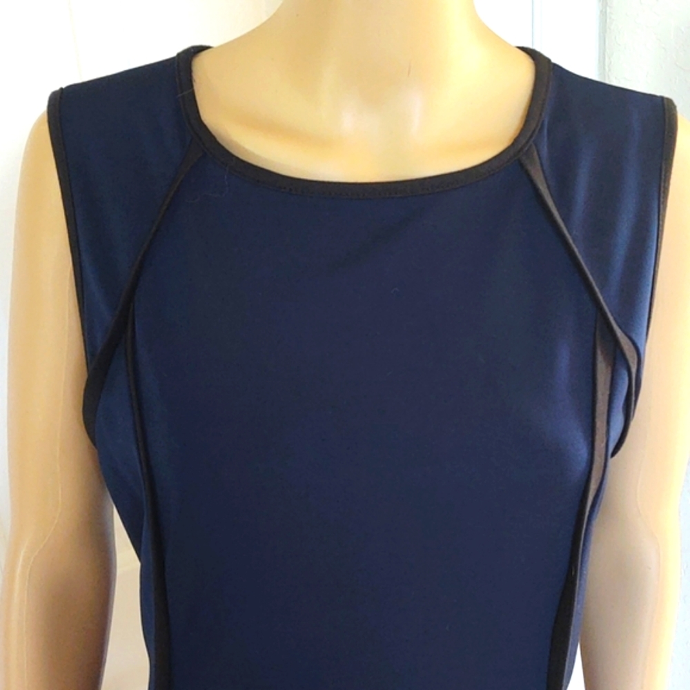 Emploi New York Navy and Black Sleeveless Sheath Dress